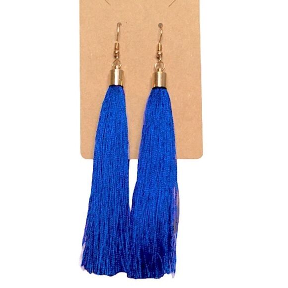 Blue Tassel Earrings  - Picture 1 of 3